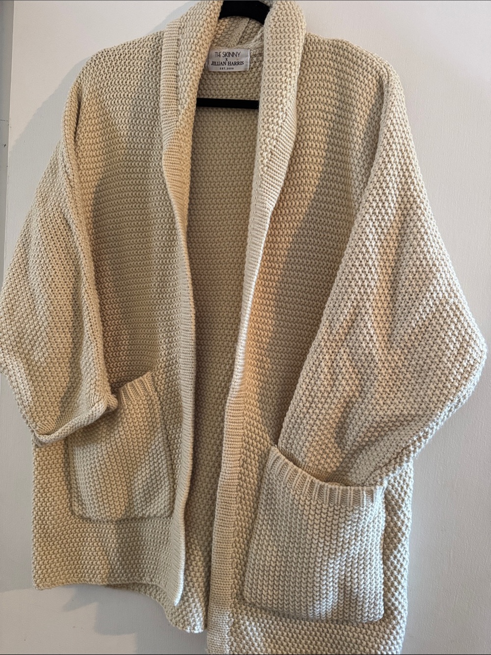 The Skinny x Jillian Harris collab Cream Open-Shawl Cardigan with Pockets